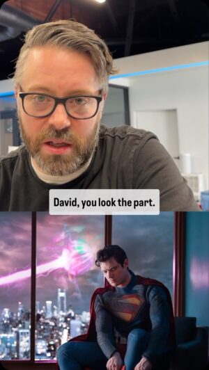 Greg Miller Instagram - What do I think of the new #Superman suit? We recorded my first look at @jamesgunn's handiwork... #davidcorenswet #jamesgunn