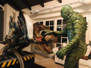 Greg Nicotero Instagram - Saturday Smack Down!  Who would win? #alien #creaturefromtheblacklagoon #universalmonsters #jurassicpark