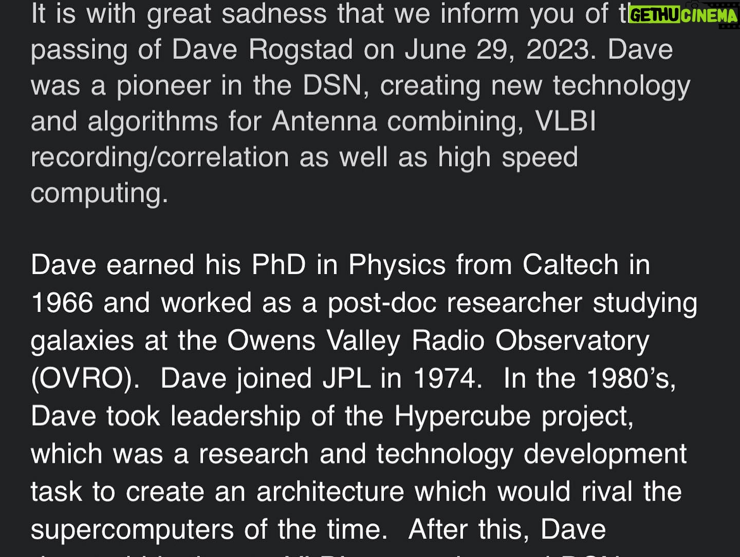 Greg Rogstad - 1.7K Likes - Thank you @nasa and @nasajpl for honoring my Grandfather, Dave Rogstad. He may have pioneered Deep Space Network techniques and Lead The Hypercube Project, but what I saw was different. I saw my grandpapa pioneer the road to righteousness in Christ Jesus and take the Leadership role of the Rogstad name forever changing it. Dave Rogstad chose to give his life and commit his works to Christ, leading his group at JPL and our family to higher things in Jesus. Thank you Grandpa. You gave me an amazing father and helped me understand my heavenly Father more. You’re my hero. Rest with The Lord now. 7 I have fought the good fight, I have finished the race, I have kept the faith. 8 Now there is in store for me the crown of righteousness, which the Lord, the righteous Judge, will award to me on that day—and not only to me, but also to all who have longed for his appearing. 2 Timothy 4:7-8