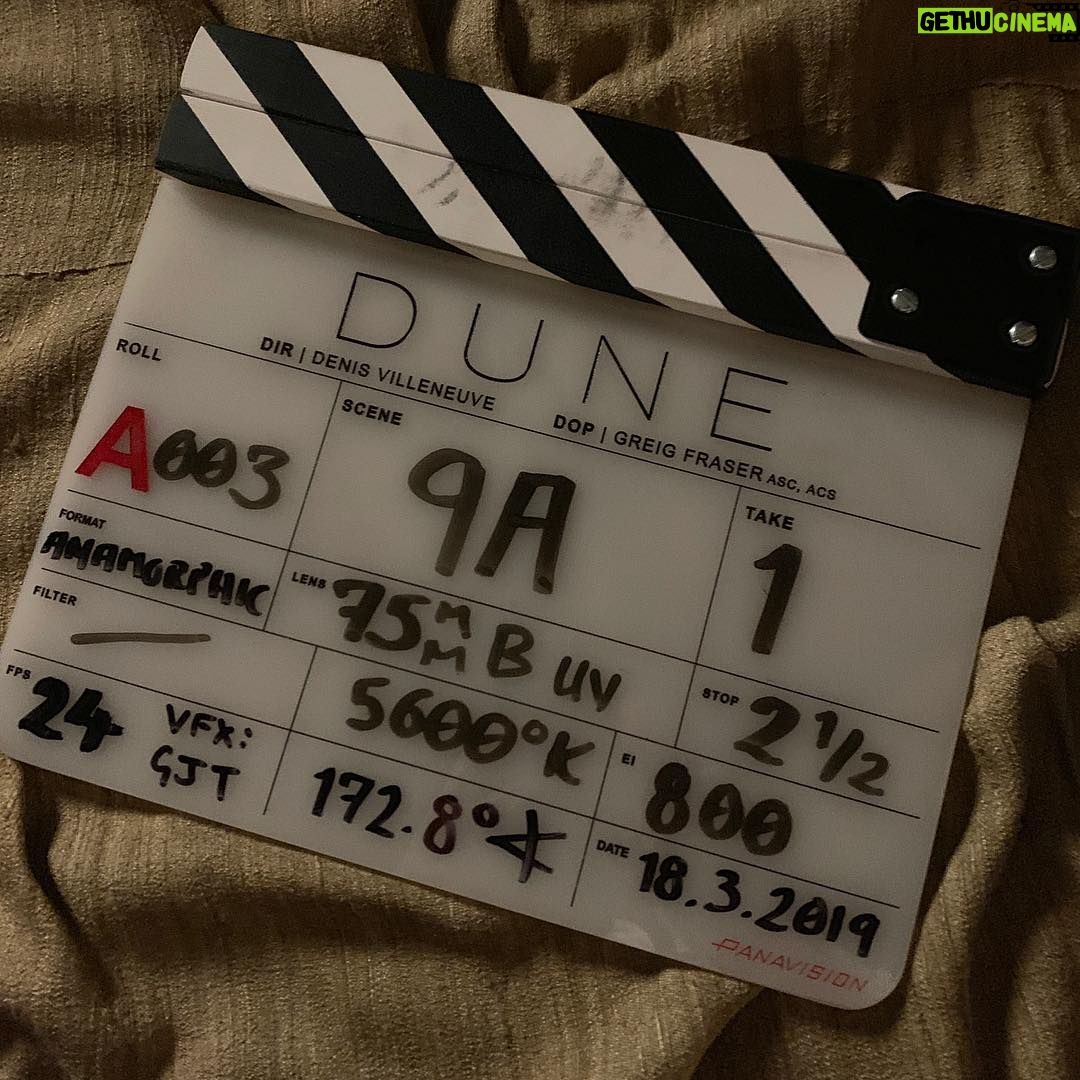 Greig Fraser - 13.7K Likes - BOOM!! Day one down!! Incredibly excited to be working with the master #denisvilleneuve on this insanely great, unforgettable material. @tchalamet #rebeccaferguson @joshbrolin @prideofgypsies @davebautista @bardemantarctic @zendaya #oscarisaac @stellanskarsgardofficial @charlotteramplingofficial @dastmalchian @legendary @wbpictures @tanyalapointe @hanszimmer #maryparent #caleboyter #joecaracciolo @huckabaloo #patricevermette #jacquelinewest #dune @mowatdonald