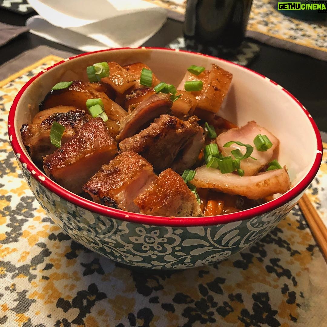 Griffin McElroy - 15.3K Likes - Made a pork belly bowl tonight! Three pounds oā belly, sous vide-d for eight hours, served with rice and a brown sauce I kind of freestyled.