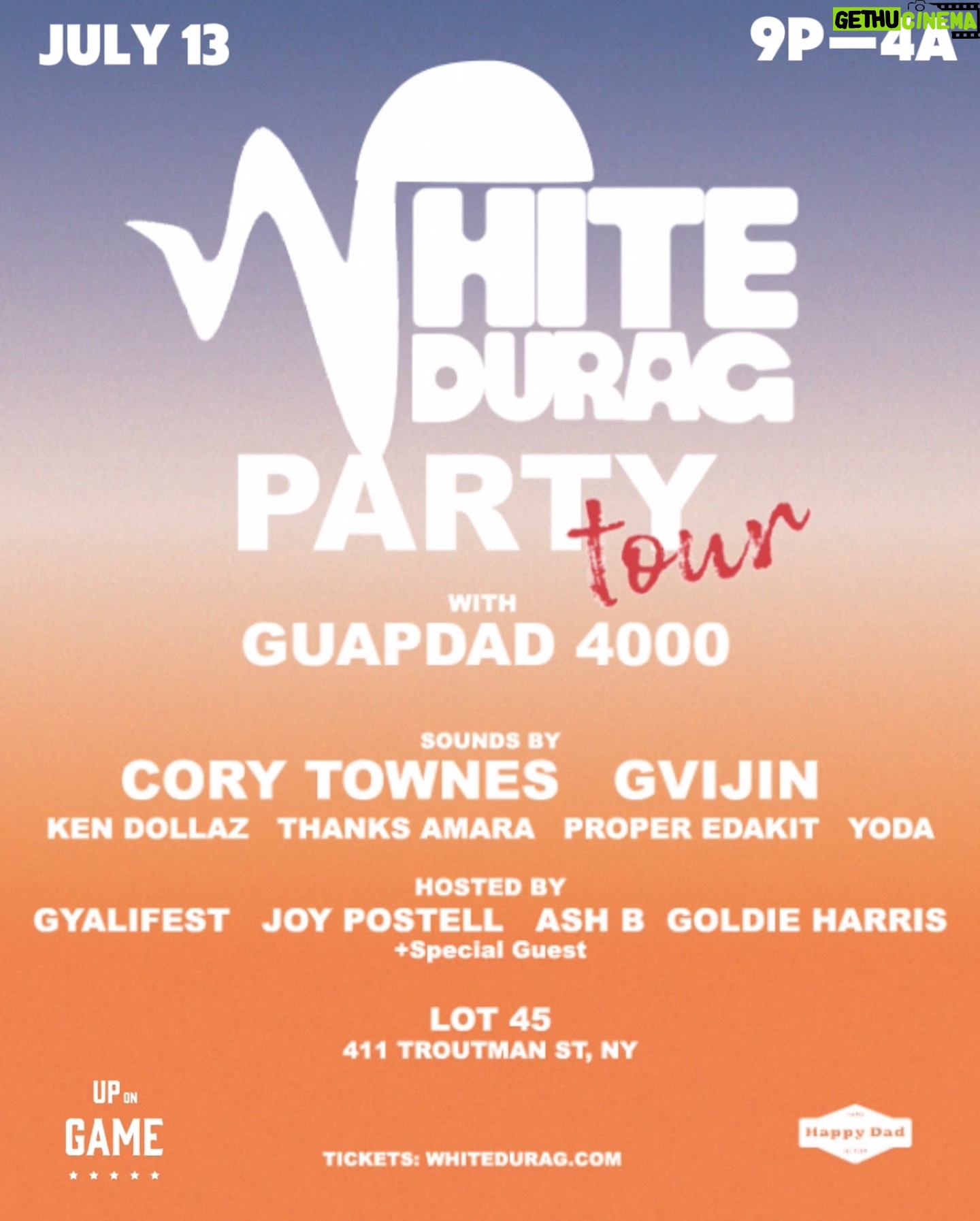 Guapdad 4000 - 8.3K Likes - Hi, my name is GuapDad 4000 and I throw a party called @whitedurag . We’re on tour right now !!
Chicago was the first stop and it was F*CKING crazy.
I honestly love the amount of support and good beautiful people that came out . Me and gang were surprised but prepared ! WHOTE DUEYS FOR EVERYONE !!!
NEXT STOP IS BROOKLYN
THIS SATURDAY
& Y’all know I Love New York in the summer
It’s July & Im acting up 😮💨
Come fly with the falcon expeditiously baby
🎥 by: @braidenwade
Link in the ByeOh so we can Link in your city