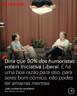 Guilherme Geirinhas Instagram - “Podem falar comigo sobre qualquer porcaria, concordar ou discordar, será sempre na boa. Se isso for multiplicado por mais pessoas, a vida é bastante mais agradável.”

Já está disponível o episódio de ‘Bom Partido’ com João Cotrim de Figueiredo, cabeça de lista da Iniciativa Liberal às eleições Europeias. Ouça através do link na bio.

#il #iniciativaliberal #podcast #eleicoes #europeias #europeias2024 #humor #bompartido #portugal #sicnoticias