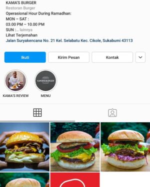 Guntara Hidayat Instagram - Assalamualaikum temen2
Masih untuk daerah sukabumi
Ada parian baru nih @kamasburger 
Ada macem2 burger dan rasa nya pun gak kalah ama burger yg lain loch
Jadi yg mau pesen bisa lgsg dm atau kontak admin ya
@kamasburger