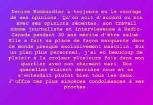 Guy A. Lepage Instagram - Denise Bombardier RIP