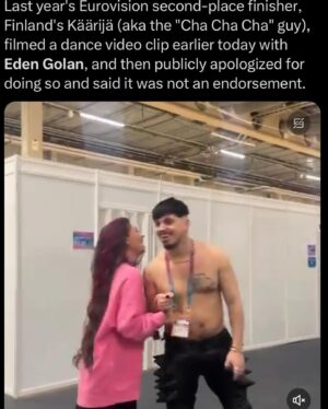 Guy Oseary Instagram - Meet Eden Golan @golaneden a 20-year-old singer competing in just a few hours at the Eurovision Song Contest in Sweden. The last few days, Eden has faced numerous challenges:

	1.	A crowd of a thousand people protested her participation in Eurovision outside her hotel. It is unsafe for her to leave the hotel. 
	2.	Due to threats against her life, 100 police officers were needed to escort her to the show. 
	3.	Last year’s Eurovision runner-up from Finland, Käärijä, did a cute dance with Eden which was filmed and posted online. He later issued a public apology, and asked for it to be taken down. 
	4.	Joost Klein, the Dutch contestant, displayed blatant disrespect by covering his face when Eden was asked a question by a journalist.
	5.	Marina Satti contestant from Greece feigned sleep during Eden’s interview, in an apparent act of disregard.
	6.	A Polish journalist provocatively blamed Eden for the heightened security risk at the event, questioning her presence: “By being here, you are a security risk and danger to everyone! Don’t you care?”
 7.  She was booed during her performance from some people in the audience. 

What has Eden done to deserve all this hate???
The answer: she is a jew from Israel. 

“No one is born hating another person because of the color of his skin, or his background, or his religion. People must learn to hate, and if they can learn to hate they can be taught to love, for love comes more naturally to the human heart than its opposite” - Nelson Mandela 

I would have written this post if Eden were Muslim and being discriminated this way at a music show. Music has been a positive force in my life. Music has no borders and is a way for people to come together. Music unites 🙏🏽

Amid the harrasment , threats and antisemitism.. Eden’s resilience shines. Her performance was applauded and she made it to the finals. 
I wish her all the best tonight. 

“Hatred paralyzes life; love releases it. Hatred confuses life; love harmonizes it. Hatred darkens life; love illuminates it.” -Martin Luther King Jr.

Salam, Shalom, Peace and LOVE to all ❤️💛💚