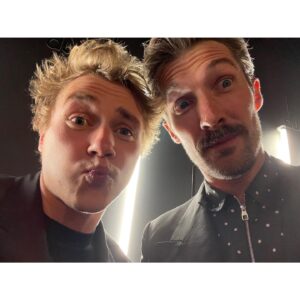 Gwilym Lee Instagram - Thank you @dunhill for a great night at your pre-BAFTA dinner. Lots of fun…too much perhaps 🤕 Nice to be reunited with the blonde again as well @benhardy Thanks for having me @bsbpartnerships! And thanks for the beautiful clobber @dunhill (the good photos are by @gregwilliamsphotography)