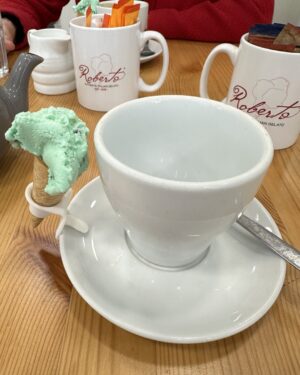 Gyles Brandreth Instagram - My kind of tea shop - a little ice cream with every cup … we’re at Roberto’s in  Driffield