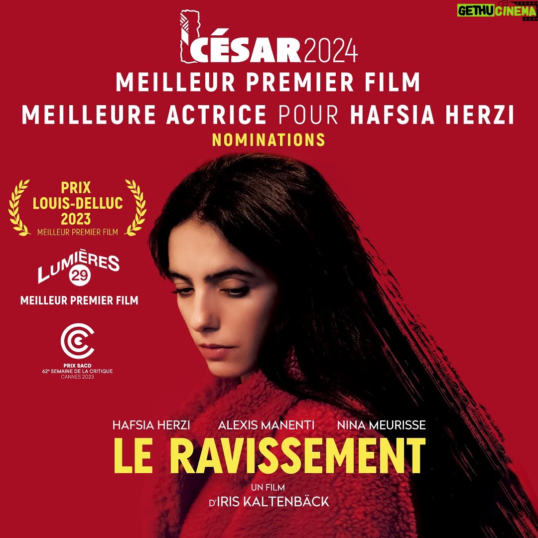 Hafsia Herzi - 1.7K Likes - LE RAVISSEMENT nommé en Meilleur Premier Film et Meilleure Actrice pour Hafsia Herzi ! Quel bonheur 😎
Immense bravo à la si talentueuse @iriskaltenback, à l’exceptionnelle @hafsiaherzi et aux merveilleux @alexis_manenti @ninameurisse @yoononthemoon
Merci à notre équipe @marin.e_atlan @younadeperetti @guilhemtp93 @alexandredelabaume @pierre_deschamps @irischassaigne @pierre.wm.colorist @microclimatfilms @diaphana @be_for_films @sprakanti @marianne.productions @mactproductions @thierrydeclermont
Merci à @ava_cahen et la @semaine_de_la_critique @thomasrossoo ♥️