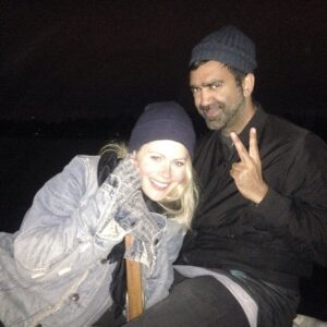 Hanna Alström Instagram - On a tiny winy boat in Stockholm.  But the size doesn't matter. We're happy!