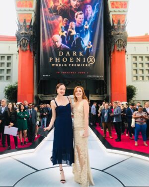 Hannah Anderson Instagram - All smiles at the insanely surreal @xmenmovies #DarkPhoenix premiere with my hot date @elyse_levesque last night. Proud to wear Canadian designer @_narces THANK YOU for the dress! and @alyssafall for the hairs and makeup! 
Amazing to be a part of the Marvel family.
Dark Phoenix opens tomorrow June 7th in theatres everywhere!