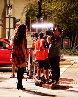 Hannah James Instagram - Night shoots and high boots 🌘

#bts #hbn #hollybynightfall