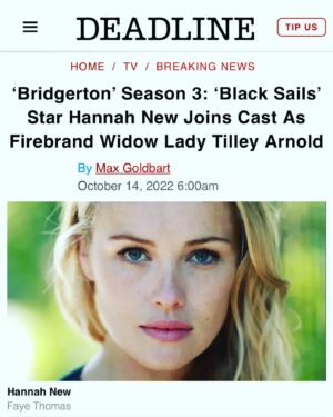 Hannah New Instagram - Feeling so incredibly blessed to be part of this dream team! Can’t wait for you all to meet Lady Tilley Arnold… I couldn’t wish for a more fabulous, formidable, fun and sexy woman to play! Truly the stuff of dreams! Thank you to everyone who brings her to life 🙏❤️ @jessbrownell @shondarhimes @shondaland @bridgertonnetflix @beersbetsy @jackmurphy2020 @erika_okvist_makeup_designer @creativeartistsmanagement @paradigmtalentagency #stuffofdreams #brigerton #beyondecstatic #eternallygrateful
