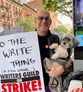 Harlan Coben Instagram - Laszlo demands fairness. And treats. #wgastrike #wgastrong @wgaeast