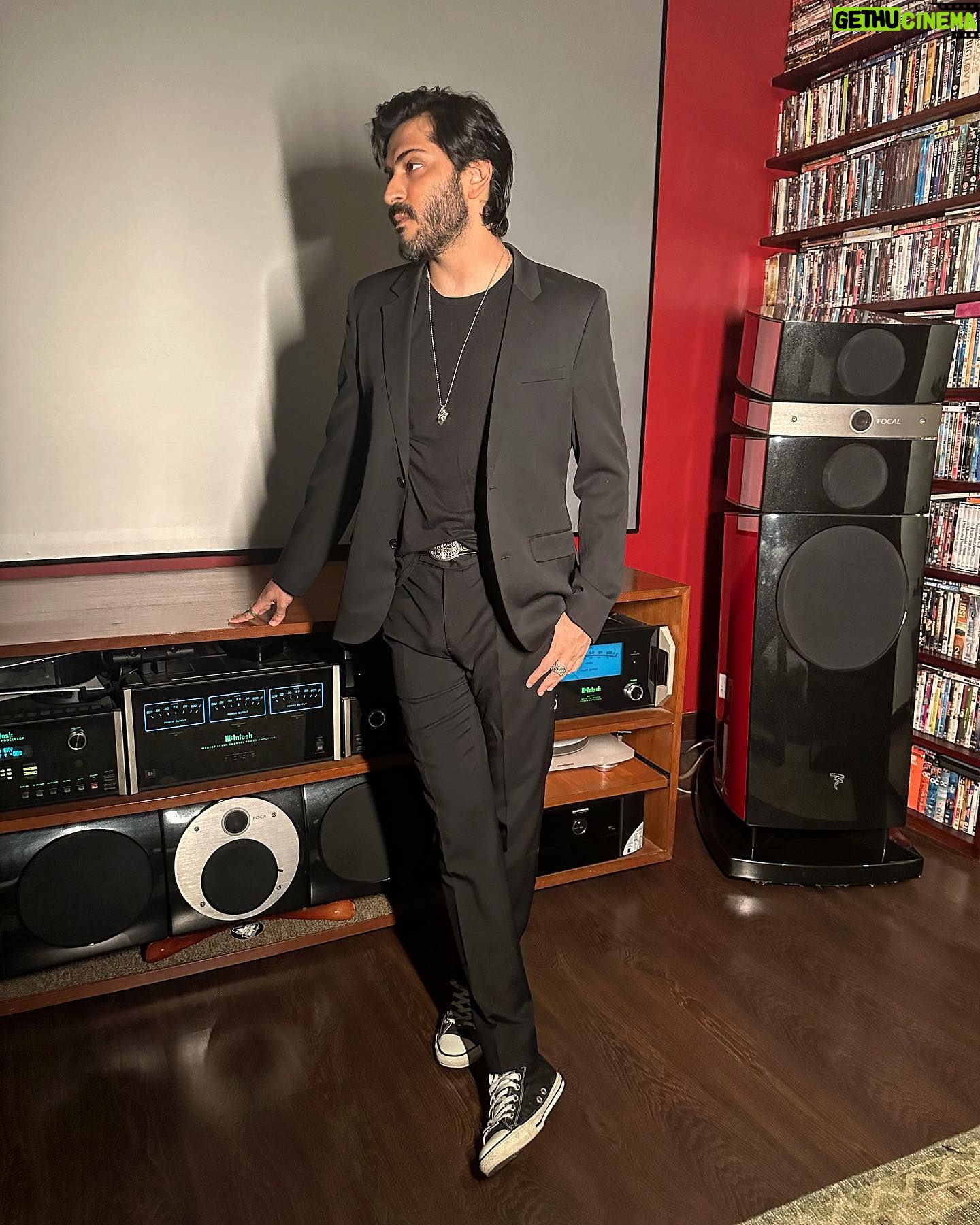 Harshvardhan Kapoor - 3 Likes - In @ysl and @chromeheartsofficial for a dinner party this evening .