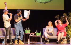 Hayley Sproull Instagram - Fletch, Vaughan & Hayley LIVE on the stage of The Isaac Theatre Royal ✨🤩🎭

We had so much fun celebrating Fletch & Vaughan’s 20 year anniversary in the ‘03 🫶

📸: @vephotographynz
