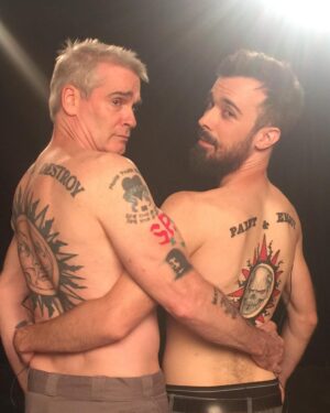 Henry Rollins Instagram - I want to thank Henry and  The Shirtless Painter for the fun day of art! Also, thanks @patobrieninstagram for letting me take your master painting of Henry... I owe you! Go to @funnyordie to watch all of this spectacularness.
🎨👕🎨👕🎨👕🎨👕🎨👕🎨

#henryrollins #noshirt  #masters #paintandenjoy #shirtlesspainter #patobrien #funnyordie #henryandheidi
