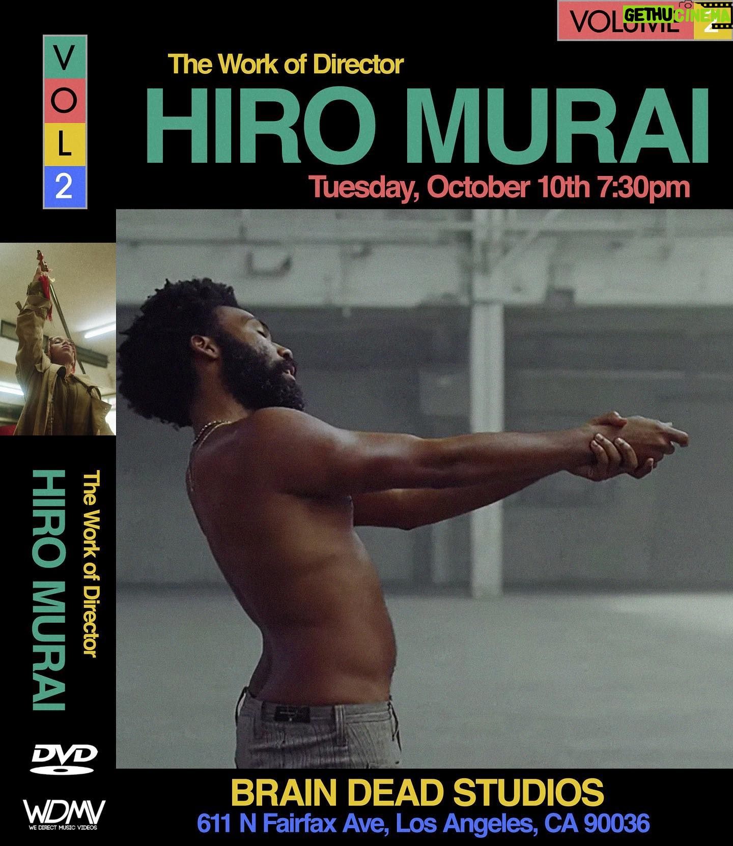 Hiro Murai - 14K Likes - *Both blocks are now sold out. There will be standby lines for both the night of the screening. See you there!*
We Direct Music Videos is thrilled to present Volume 2 of The Directors Series. This time, our guest is the esteemed filmmaker Hiro Murai. Over the last 15 years, Hiro Murai has been the mastermind behind videos for Childish Gambino, FKA Twigs, Earl Sweatshirt, Flying Lotus ft. Kendrick Lamar, Michael Kiwanuka, Massive Attack, Chet Faker, Spoon, The Shins, St. Vincent, and numerous others, as well as a creative force on TV series like Atlanta, The Bear, and Barry. Join us for a program of music videos selected by Hiro alongside a career-spanning discussion. The Directors Series is a celebration of the artistry of music videos and those who make them. As the music video continues to change and mutate in unknowable directions, we want to take stock of the directors and art we love, presenting hand-picked collections of videos in a format rare to the music video: theatrically, with a live audience, and with the filmmakers on hand to discuss their work. Q A moderated by @jasonllester and @emmaaverage
Get your tickets at the link in our bio or by going to studios.wearebraindead.com. This will sell out, so get yours ASAP if you want to come. We will have a standby line the night of the screening.