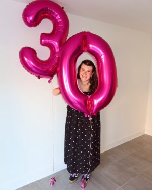 Hollie Arnold Instagram - IN MY THIRTY’S ERA 🥳🍒👯‍♀️💫
•
•
Feeling very lucky, loved & celebrated 😍 
Thank you all for your lovely messages! Bring on the 30’s 🙋🏻‍♀️
•
•
#30 #celebration #happy #outfit #photo #newera #balloon
