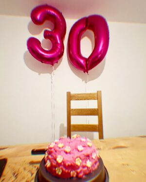 Hollie Arnold Instagram - IN MY THIRTY’S ERA 🥳🍒👯‍♀️💫
•
•
Feeling very lucky, loved & celebrated 😍 
Thank you all for your lovely messages! Bring on the 30’s 🙋🏻‍♀️
•
•
#30 #celebration #happy #outfit #photo #newera #balloon
