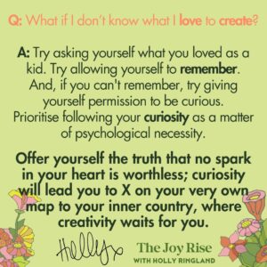 Holly Ringland Instagram - When we published The House That Joy Built at the end of 2023, I included an Author’s Note in the book inviting readers to send me their questions about creativity, which I intended to answer in my long-neglected newsletter. I named our Q&A, The Joy Rise, and got very excited about it… then I went on book tour for four months.

Finally, #TheJoyRise is almost here. Every month I'll be writing about creativity, delivered straight to the inboxes of subscribers. In every issue I’ll also answer reader questions, like this one, about how to reconnect with our inner country of imagination and tend the seeds waiting for us there. Giving voice or form to the things that can stop us from creating can be difficult - your questions are safe and welcome. Please send yours to me via my website - the link is in my bio, where you can also subscribe. I'd love to hear from you. 
We're on the countdown to the first issue coming soon on @substack.

#JoyIsAnActOfResistance