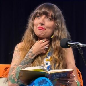 Holly Ringland Instagram - Knowing that I was going to finish 4 months of touring with a final event in my home state at @briswritersfest felt so sweet and so good that as it drew closer, I started to let myself romanticise about the high I wanted to end on. Beautiful audience? Check. Wonderful host? Check. Great venue? The State Library of Queensland - check, check, check. What did I not envisage for myself in my concluding hour of glory? Sitting on stage and gagging for the first time ever as I read aloud from my own book (words I wrote and have read over countless times before) about what dung beetles rolling the shit of other animals can teach us about our own creative processes. But there I was. Gagging and giggling and gasping for air as I read about these little beetles who not only need shit to survive but also navigate by the stars through said shit. And, of course, Sam caught the precise moment on camera. I realised afterwards It was obviously a perfect conclusion to this utterly extraordinary, exhausting time. 

To the Meanjin/Brisbane crowd who joined us, you were such a delight and filled my heart. Thank you so much for coming. Thank you @becmacstudio for hosting our conversation with such kindness, generosity, energy and wonderful questions. To all the festival staff, volunteers and booksellers, thank you so much for taking care of us. And to everyone who waited in the signing line and were so lovely, kind and supportive, you’re a sky full of stars. It is an incredible thing to write a book, have it published and meet the readers to whom it matters. The power of it will never wear off for me.

🪲💩🌟