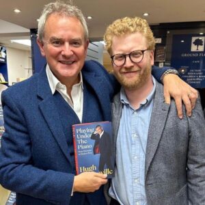 Hugh Bonneville Instagram - Thank you to Tim O’Kelly and the team at @onetreebooks for launching my book so joyously last night. ‘Playing Under the Piano’ is now on sale everywhere (apart from America and Canada - just have to be an ickle bit patient, Nov 8 isn’t far away).

4️⃣ It’s all his fault. With literary agent @roryscarfe1 who for years nagged and cajoled me to sit down and write.

5️⃣ With @prosserstewart and @damianmontagu, who bought multiple copies so they can read it many times. Smart thinking.

6️⃣ With my long suffering acting agent Donna, one of the principal characters in my book.

#PlayingUnderThePiano #memoir #booklaunch