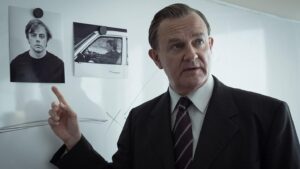Hugh Bonneville Instagram - The biggest bullion robbery the UK had ever seen. Bish bosh, in the back of the van. 
But what happened next?

#TheGold. Tonight at 9pm on @BBC One and @bbciplayer.