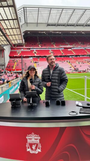 Iain Stirling Instagram - Join me as I hosted the Liverpool vs Ajax legends match at Anfield! 

#lfc #liverpool #football