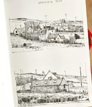 Ian McQue Instagram - Ormiscaig township 
#WesterRossSketchbook