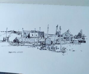 Ian McQue Instagram - #Sketchbook #Ormiscaig #WesterRoss #BlissHaus #BonnyScotland #BallpointIsTheNewBlack