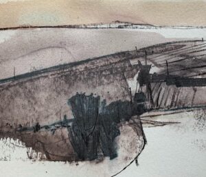 Ian McQue Instagram - experimenting with graphite sticks/watercolour/ink and half remembered landscapes #whatsundaysarefor (must say this @pithsupply sketchbook can take a battering 👍)