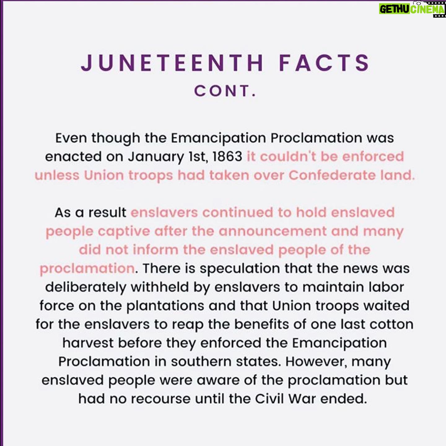 Ian Verdun - 1.8K Likes - Happy Juneteenth, ya’ll! In honor of the holiday, swipe 👉🏽 to read up on some history. #americanhistory #juneteenth #freeyourmind #decolonizeyourmind #ifwedontlearnfromourpast #hellifwedontevenKNOWourpast #howinthellarewegonnalearnfromit #canigetanamenupinhere #rehauleducation #teachthisshitinschool