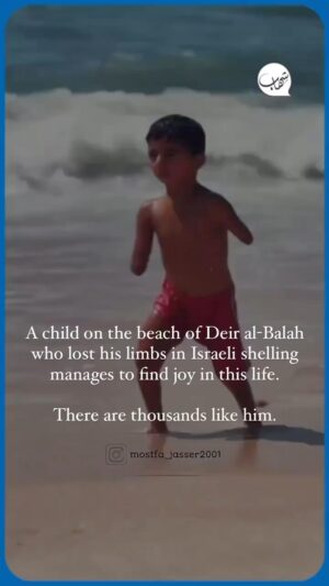 Ibram X. Kendi Instagram - A child on the beach of Deir al-Balah (in Gaza) who lost ALL his limbs in an Israeli shelling still struggles and manages to find joy in this life.

❤️‍🩹 Estimates indicate that the number of Palestinian children who lost his limbs due to Israeli targeting has exceeded 2500 children.

👶🏽 That’s equivalent to around 10 children every day.

Repost from @ahmedeldin 

🎥 @mostfa_jasser2001