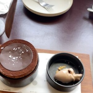 Ida Nerina Instagram - We decided to give ourselves a little treat… and OMG! I have no idea why I hadn’t been to @entierfrenchdining before… apprehension about my own logistics maybe… which was totally fine. I had to hold myself back from licking the bowl after demolishing my seared tuna niçoise. My friend, Diane, had the prawn & mango which seemed so layered and intricate (she’s the one in the mirror,not the body 😬). 
We both had the wagyu & foie gras (I know I know… pls don’t judge me) and shared the most delicate chocolate soufflé. Next time we’re ordering our own 😂. The portions were more than adequate- not pretentiously small nor was it overly hearty & rustic as if in Province… Goldilocks would’ve approved me thinks…
Service was attentive without being obtrusive. Maths could be improved (inside joke)… but really… merci… I will be back. C’est vrai.