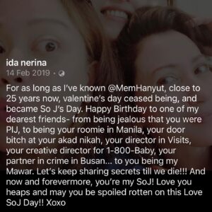 Ida Nerina Instagram - The words and our faces may (or not- as in YOUR case 🙄) change with time, but the sentiments of love for my dearest @sofiajane72 will always remain. Our friendship has travelled far and wide across the years, but return to us we always do… the bonus is that by being my forever muse, I’ve always enjoyed working with you and can’t wait for our next adventure. Happy SoJ Day!! ❤️