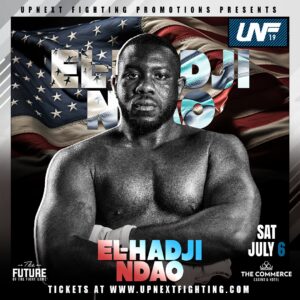 Ike Catcher Instagram - 𝐌𝐀𝐊𝐄 𝐓𝐇𝐀𝐓 5️⃣ championship bouts! Our Mega Show on Saturday, July 6, will now include a mega bout, presented by @fightnightcustoms!

Get your tickets or order the PPV now to see El-Hadji Ndao (@balr__23) and Ike Musitz (@ikecatcher) face off for the #UNF #RisingStars Heavyweight Championship!

🇺🇸 #UNF19 
🗓️ Saturday, July 6
📍 @CommerceCasino
🎟️ UpNextFighting.com (link in bio)
📺 @starfundstream 
👕 Presented by @fightnightcustoms