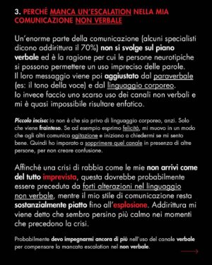 Immanuel Casto Instagram - Condivisione personale su di un tema piuttosto serio (ne approfitto per avvisare che alcuni passaggi possono disturbare chi è sensibile al tema della violenza), ma in questa caption ve lo presento in modo ironico, dicendo che è la risposta alla domanda "Manuel, ma tu ti arrabbi mai?".

Aggiungo solo una nota tecnica. Le crisi che descrivo vengono definite MELT DOWN.

Nel post non uso il termine solo perché non faccio divulgazione tecnica e non mi rivolgo  ad una platea necessariamente interessata all’argomento, quindi preferisco evitare termini di settore e descrivere direttamente il fenomeno.