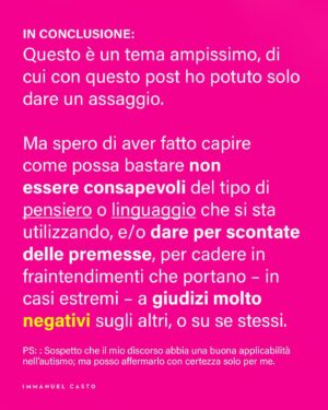 Immanuel Casto Instagram - Giuro che entro la settimana riprendo con la posta del cuore e a postare foto nudo. Ma ci tenevo a condividere questa riflessione, in una formula più comoda da consultare rispetto alle storie. 

#logica #linguaggio #comunicazione #autismo