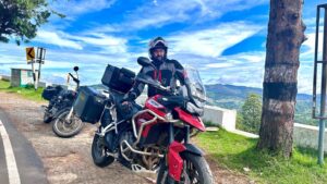 Indrajith Sukumaran Instagram - Riding a motorcycle is meditative for me.. 
Sit on it and there’s a connect with the machine.. 
Start riding, and your thoughts stop wandering.. 
Listen to urself breathing inside the helmet , and all you focus on is the long winding road.. ♥️

#longrides #biker #wanderlusting #hilllover⛰️