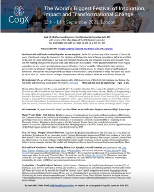 Indrani Pal-Chaudhuri Instagram - Honored to speak at CogX Festival on September 13 & 14 on the main stage of "The Global Leadership Summit: The brightest minds on the biggest subjects from around the world" in London's O2 Arena (seating an audience of 90,000 - hello nerves!) and Executive Suites in conversation with the brilliant Mei Lin Fung (#PeopleCenteredInternet) inspiring Diana Ayton-Shenker (#Leonardo/ISAST)
and extraordinary #DameWendyHall (#websciencetrust)

Celebrating 50 years of Internet with conversations on the next 50 years of profound change for humanity. Our decisions this generation will shape the lives of generations to come. I propose Indigenous and women-led cultural and ecosystems regeneration through film, art, and technology, for a more just and sustainable world. (#OpenOrigin and #Shakti Regeneration Institute (SRI))

Join us at CogX "Building a Digital Future that Benefits Us All" #cogx #cogxfestival  Stop by our Executive Suite September 13 with #DameWendyHall and #JaschaStein  #People-Centered Internet

#regenerativedesign #regeneration #internet #50yearsofinternet #o2arena
