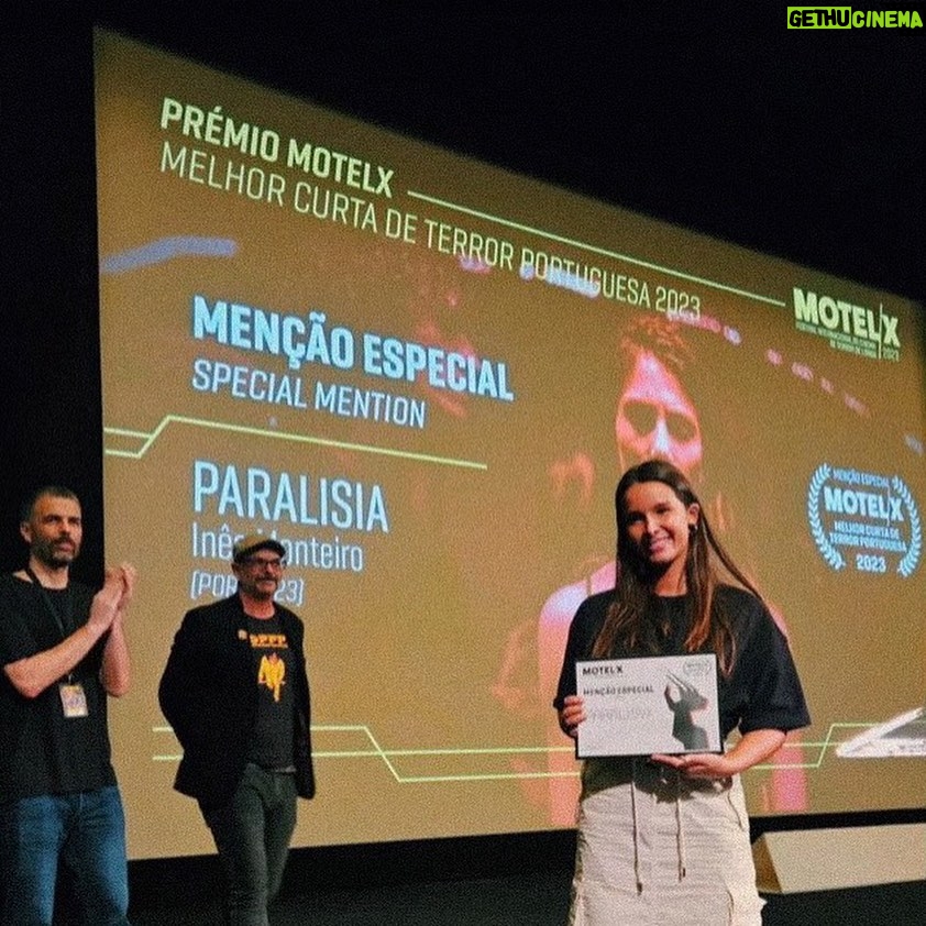 Inês Monteiro - 3 Likes - 3 dias que duraram 3 anos. 3 anos de muito amor e muita vontade. Estou muito grata e orgulhosa com todo o processo, por toda a equipa e atores, por todo o apoio e carinho e para colmatar este amor, pela menção especial do @motelx 🖤 e ainda tive a sorte de estar acompanhada pela @stonebystone_pt nestes dias que foram o início do que está para vir! @paralisiaofilme foi um projecto muito especial do início ao fim. Venham os próximos!