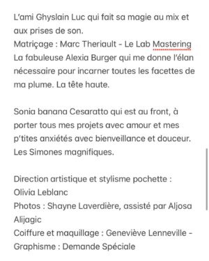 Ingrid St-Pierre Instagram - Je sais, ça sort vendredi.. Mais j’avais le goût de dire merci avant tout, à cette petite foule d’amis (es)collaboratrices et collaborateurs merveilleux qui portent et créer cet album autant que moi. 👑