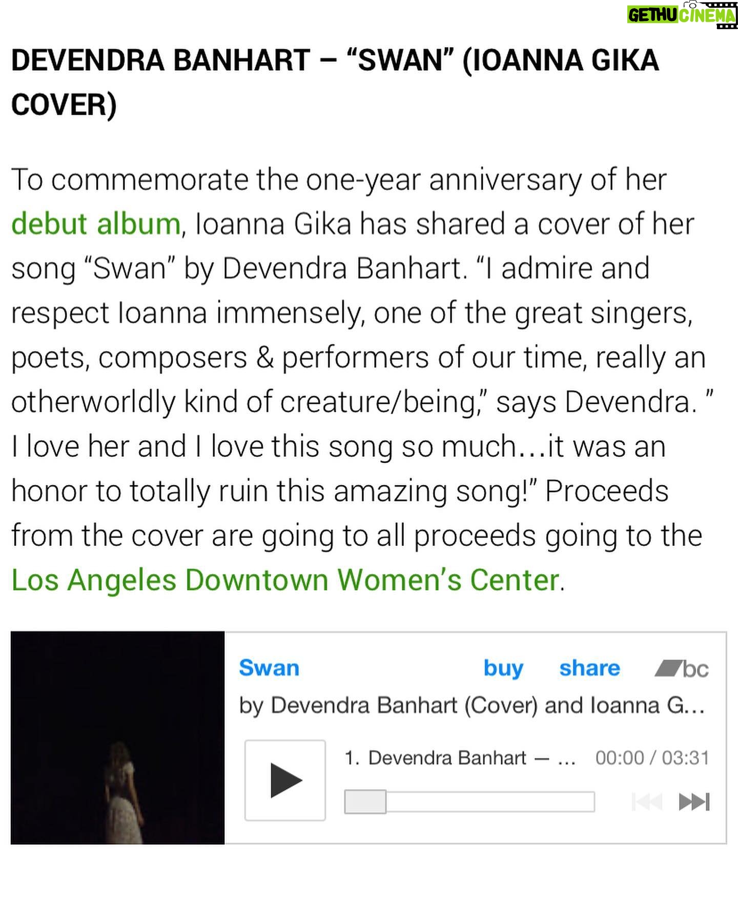 Ioanna Gika - 621 Likes - Thank you to everyone buying the song, posting, and sharing. Today @bandcamp is waving their fees. Grateful that these proceeds are going to the Downtown Women’s Shelter. The DWC is an amazing organization and Devendra did a beautiful job. Everyone go to bandcamp today. Thanks