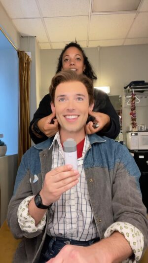 JJ Niemann Instagram - a lil BTS into my pre-show at @bttfbway! 🤍
•
•
•
•
•
#broadway #backstage #bts #musical #theatre #theatrekid #martymcfly #backtothefuture #actor #wig #costume #pov #grwm #makeup