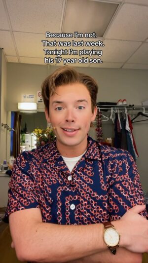 JJ Niemann Instagram - it’s givinggg ✨age flexibility✨ lmao
•
•
•
•
•
#broadway #theatre #theatrekid #martymcfly #georgemcfly #backtothefuture #musical #actor #costume #wig #backstage