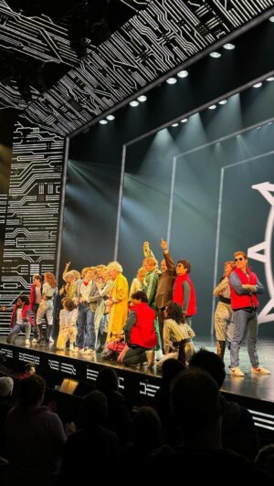 JJ Niemann Instagram - listen… getting the vibes up for the show is ESSENTIAL. 🫡
•
•
•
•
•
#broadway #backstage #warmup #actor #musical #musicaltheatre #theatrekid #dancer #pov #performer