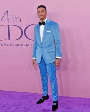 Jabari Banks Instagram - 24th @costumeawards so you know we had to do it to em 🧊 

Stylist: @apuje 
Tuxedo: @grayscaleic 
Shoes: @dsquared2 
Watch: @omega 
Rings: @davidyurman