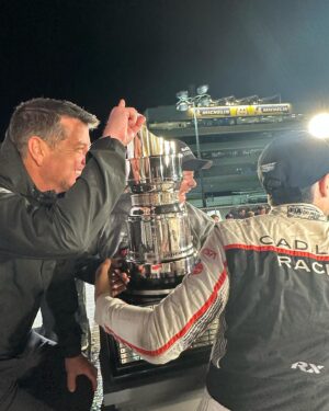 Jack Aitken Instagram - 2023 IMSA GTP Champions, in the Overall, Endurance, and Manufacturer’s titles. Clean sweep. 🏆🏆🏆

In typical IMSA style, we lost the race and title about 6 times and then won it back 6 times 😂 A topsy-turvy 10 hours, we were constantly fighting different cars for seemingly championship-winning positions, whether it was the #10 Acura, the #6 or #7 Porsche, the #25 BMW… Everyone had a moment when it looked like it was going their way. Early on we had setbacks, with a collision in pitlane giving us damage to repair and a penalty for running the red light at pit exit. We went a lap down, which could’ve been the end of our hopes, but we pulled it back on a caution and slowly worked our way back to the front. Alexander pulled an absolutely mammoth stint in the middle of the race, so much so we had to pit him to stop him exceeding the 4 hour drive time limit!! I got in with just over half the race to go and spent most of my triple stint battling with the #10 on track supremacy, something that could’ve been vital going into the final portion of the race. We swapped back and forth as we blitzed through traffic, and I can say it was one of the most intense races I’ve ever had as I pulled out all the stops to race them. I came in with an hour and a half to go ahead of them, but behind the #01 Caddy, so a championship winning position. Not saying much, as things would turn upside down a few more times over before the race end! Pipo raced his heart out, and made sure he fought off the challenges of others as well as passing the BMWs at the end to ensure we had the points we needed. Just a thrilling race from start to finish, and fitting that all 3 of us had to pull absolutely huge efforts to get it done, not to mention the entire @whelenmotorsports and @cadillacvseries crew. They sacrificed so much over the last 18 months, and this is a fantastic reward that I’m happy to have played a part in helping. And a mention to our rivals, who pushed us all the way. 

#BeIconic #CadillacRacing 
@bcpix 📷
