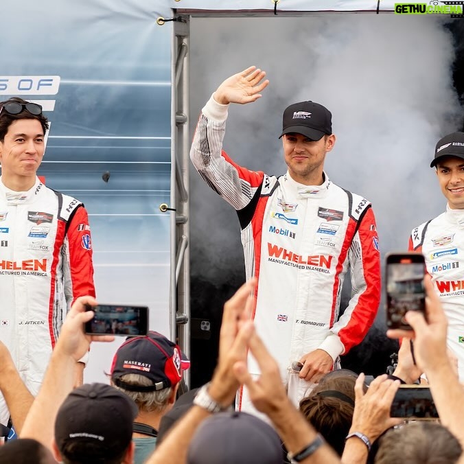 Jack Aitken - 4.2K Likes - Fair to say we’ve come away from the #Sebring12 battered and bruised, but thankfully @pipoderani is fine after being tagged by a GTD and having a monster shunt. It was a heart-stopping few seconds while Pipo was upside down and not yet radioing in.
We had some awesome battles along the way, and an incredibly fast @whelenmotorsports @cadillacvseries car, so it stings to lose a good result and a potential back to back. It just means we know we are wicked fast, and will be hunting for wins next time out… 😉
Even if we didn’t get the W on track, home-made pizza by the campers lit by fireworks counts as W in the catering department for me.
#BeIconic #CadillacRacing